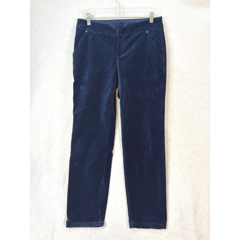 Sundance Navy Blue Velvet Straight Leg Trousers Women 8 Dark Academia Luxe
